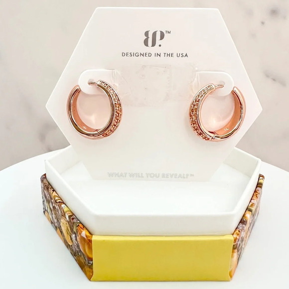 Bomb Party November Amber Topaz Hoop Earrings The Grand Prize NWT - Picture 1 of 5